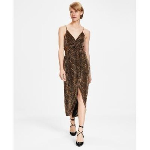 Bar III Womens Metallic Hi-Low Wrap Dress Size XS - Picture 1 of 3